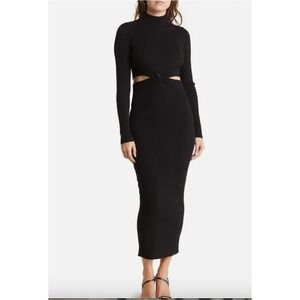 ToRN BY RONNY KOBO Dress Women XS Mock Neck Opal‎ Knitted Black Midi Classic